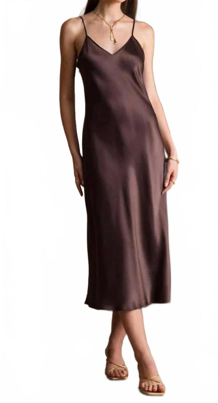 NEW MILIO MILANO silky slip maxi dress in chocolate